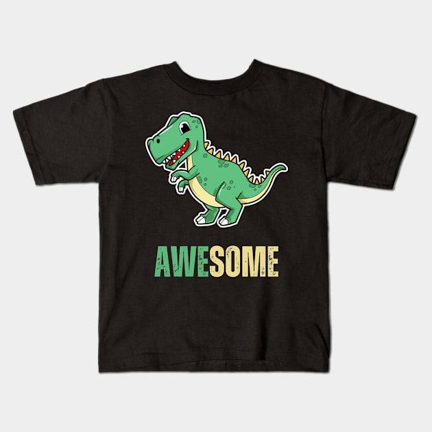 Awesom Kawaii T-Rex Dinosaur Kids T-Shirt by Syntax Wear